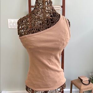 H&M size S tan one shoulder ribbed top